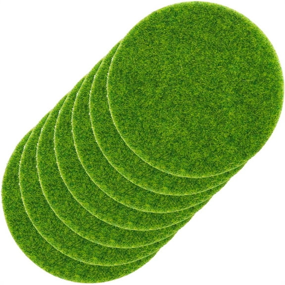 Duslogis 6 Packs 6 Inches Round Fake Grass Decor for Crafts, Artificial Garden Grass for Dollhouse Miniature Ornament Projects, Model Turf Grass for DIY Fairy Garden Decor Kit