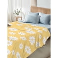 thumbnail image 4 of White Yellow Daisy Queen Size Flat Sheet, Wrinkleproof & Fadeproof Cooling Flat Bed Sheet Only, Spring Summer Floral Botanical Breathable Soft Bedding Top Sheets 90 x 102 Inches, 4 of 8