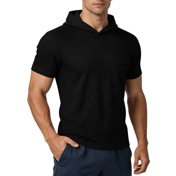 Maean Mens Sun Protection Hoodie Shirts Short Sleeve Lightweight Quick Dry Hiking Running Athletic Shirt