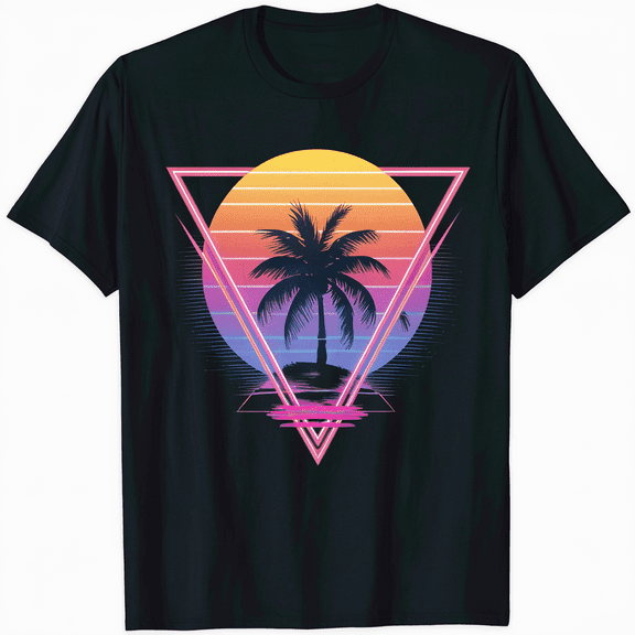 Retro 1980s 1990s Vaporwave Palm T-Shirt Cool Vintage Graphic Tee