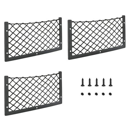 

Famure Car Storage Net Bag|Auto Mesh Net Holder Pocket Organizer for Car Seat|ABS Framed Elastic Nylon Rope Cargo Net with Screws for Camping RV Boat 14x7inch