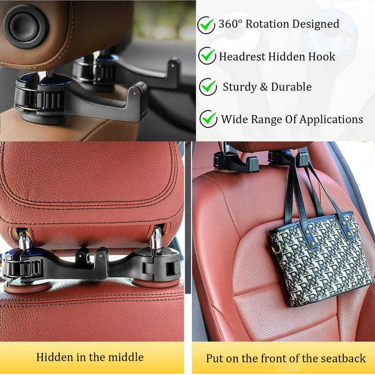 2 in 1 Car Headrest Hidden Hook, Upgraded Car Seat Hook with Phone