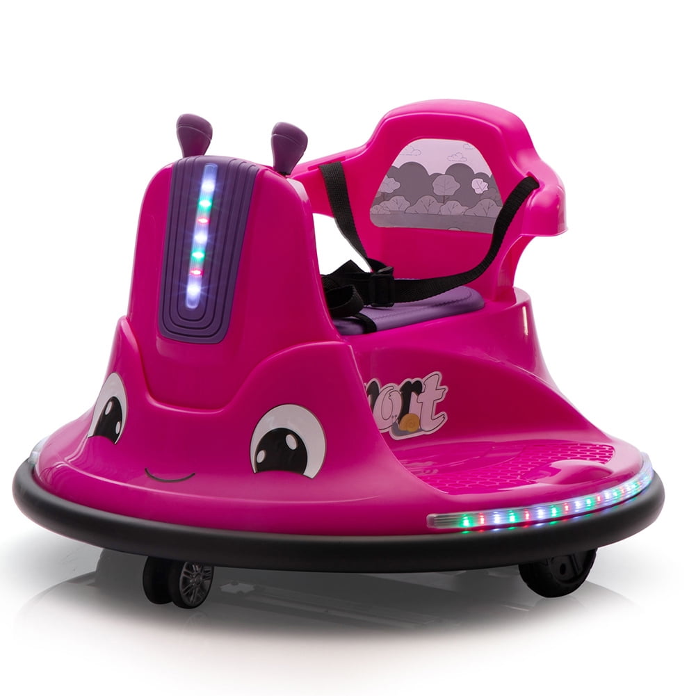 Kepooman 12V Snail-Shaped Kids Electric Bumper Car with Remote Control, Toddler Race Toys, 3-8 Years, Rose Red & Light Purple