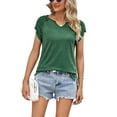 thumbnail image 2 of BadPiggies Womens Summer Tunic Tops Short Sleeve V Neck T Shirts Casual Loose Blouse Fit Flowy (2XL, Green), 2 of 5