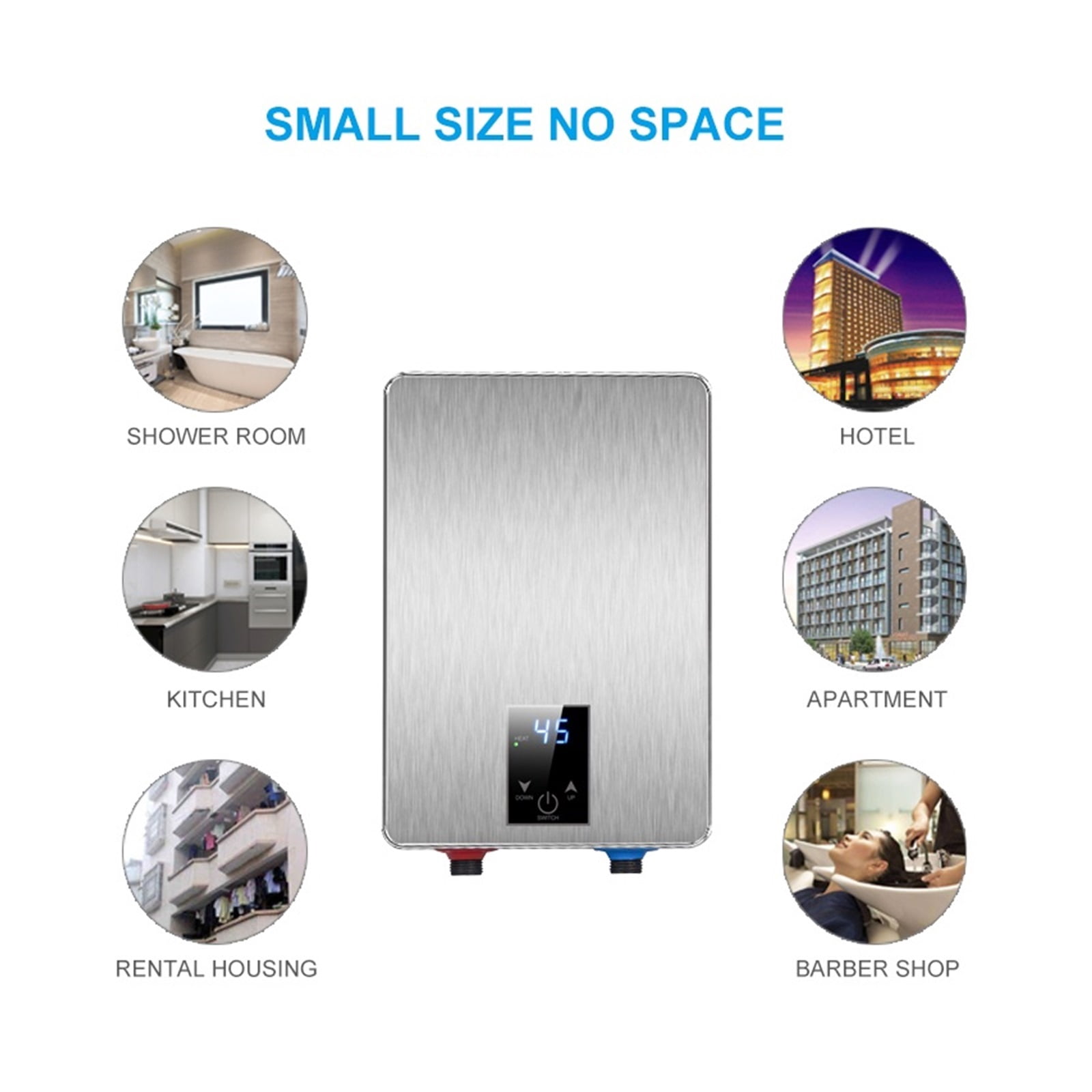 Instant Water Heater 6000W Electric Water Heaters Portable Electric Heaters For Bathroom Hot Water Shower Kitchen Heating ,Safety Protections