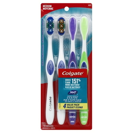 - Colgate 360 Adult Toothbrush, Medium - 4 Count