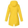 thumbnail image 6 of Solid Color Drawstring Waist Windbreaker for Women, Lightweight Hooded Zip-Up Rain Jacket with Striped Lining - Casual Outdoor Trench Coat Yellow M, 6 of 6