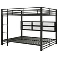 thumbnail image 4 of Queen over Queen Bunk Bed with Storage Cabinets & LED Lights**, Space-Saving Metal Frame for Teens/Adults, Noise-Reduced, No Box Spring Needed, Black, 4 of 7