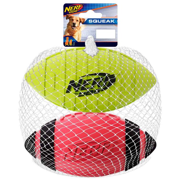 2 PACK 7in Blitz Squeak Football and 7in Classic Squeak Football 1 Green and 1 Red Walmart