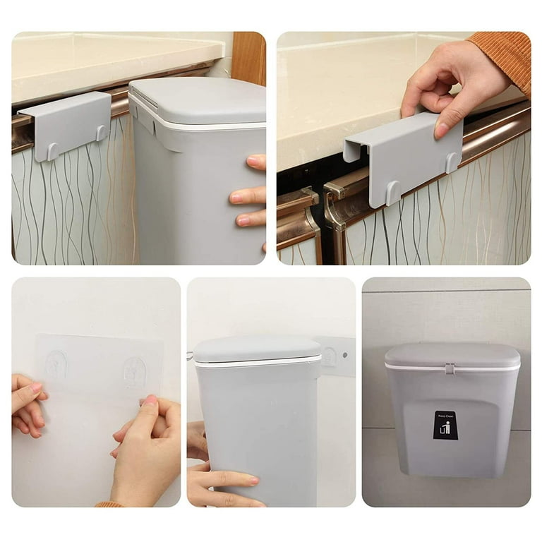 1pc Small Kitchen Trash Can Without Lid For Countertop Or Under Sink,  Compost Bin And Hanging Trash Can Suitable For Kitchen/bathroom Cabinet  Doors