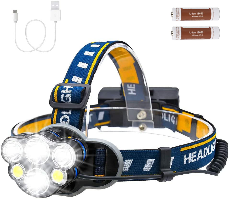 LED Headlamp USB Rechargeable Flashlight Head Band Light Waterproof Outdoor Lamp 