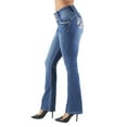 thumbnail image 4 of Fashion2Love Women's Juniors Colombian Design Butt Lift Push Up Mid Waist Boot Leg Jeans, 4 of 10