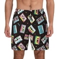 thumbnail image 2 of Picia Colorful Retro Tape pattern Mens Swim Trunks with Compression Liner Stretch Beach Shorts Quick Dry with Zipper Pockets No-Chafing Board Shorts-3X-Large, 2 of 9