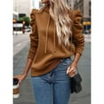 thumbnail image 6 of Women's Trendy Puff Long Sleeve Drawstring Hoodies Trendy Fall Winter Casual Pullover Sweatshirts for Women Dark Brown M, 6 of 8