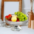 thumbnail image 5 of Clearance! Round Transparent Fruit Plate, Dienrx Pedestal Fruit Bowl Kitchen Countertop Bowls with Base Elegant Bowl Snacks Fruit Basket Bowl Fruit Basket for Farmhouse Centerpiece Amber Argent Edge, 5 of 5