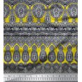 thumbnail image 3 of oneOone Silk Tabby Black Fabric Floral Block Panel Craft Projects Decor Fabric Printed By The Yard 42 Inch Wide, 3 of 3