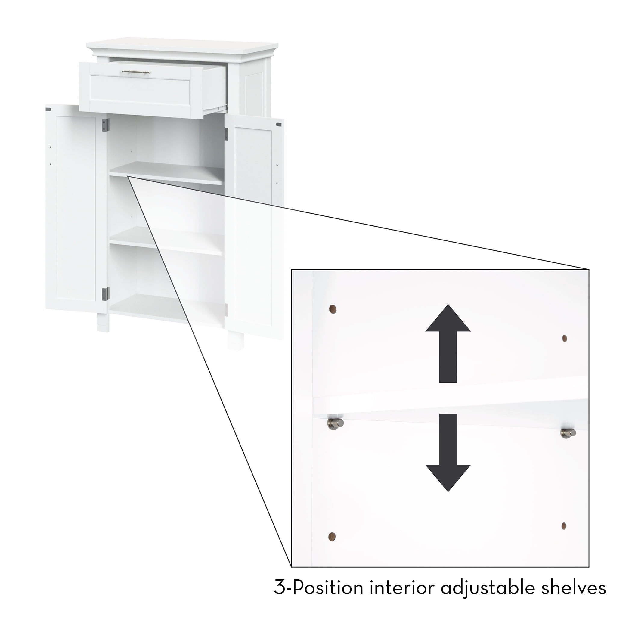 RiverRidge Somerset 2-Door Bathroom Laundry Storage Cabinet with Adjustable Shelf - White