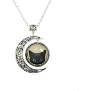 Moon Pendant Black Cat Pendant Necklace Black Cat Necklace Cute Black Cat Jewelry Gift For Fashion Women Girl