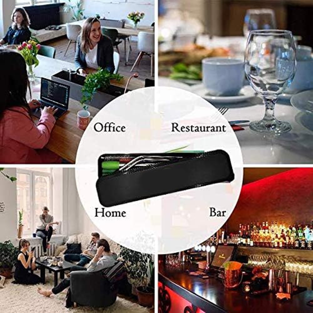 Stainless Steel Reusable Straw set with Silicon Tips and Travel Case