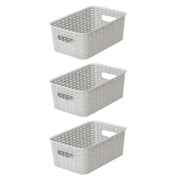 YBM Home Small Plastic Rattan Storage Basket for Bathroom, ba413gray-3