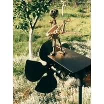 WovenWink Handmade Metal Guitar Windmill, Percussionist Music Figurines and Statues, Wind-Powered Kinetic Sculpture, Wind Spinners for Yard Lawn Garden Patio Decor, Drummer Windmill Garden Decoration