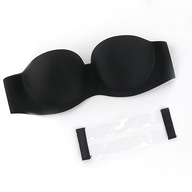 BlackWhiteStrapless Bra Push Up Sujetador de esponja con correa trasera recargable Sin rastro para