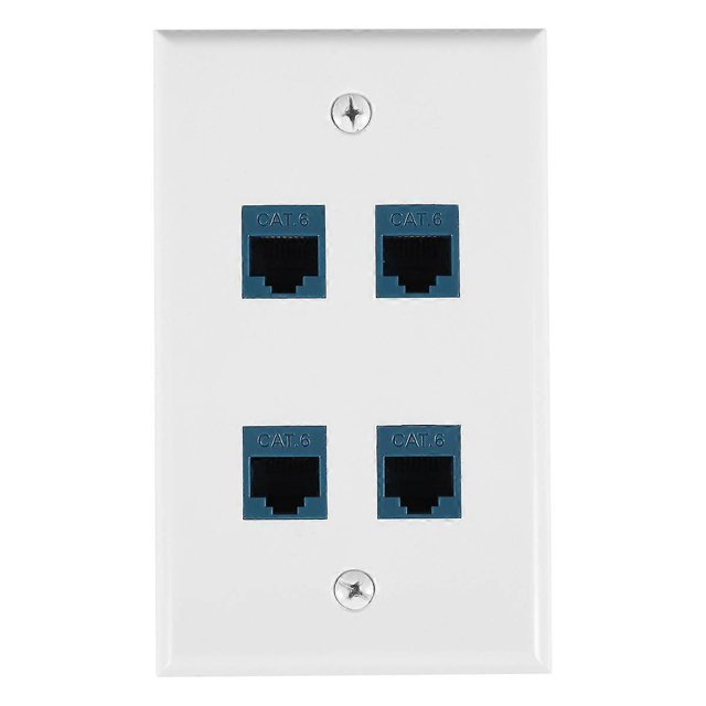 Ethernet Wall Plate 4 Port Wall Plate Female-Female Compatible with for Cat7/6/6E/5/5E Ethernet Devi
