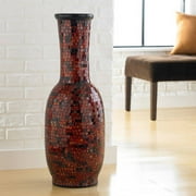 Angle View: Aged Copper Mosaic Decorative Vase