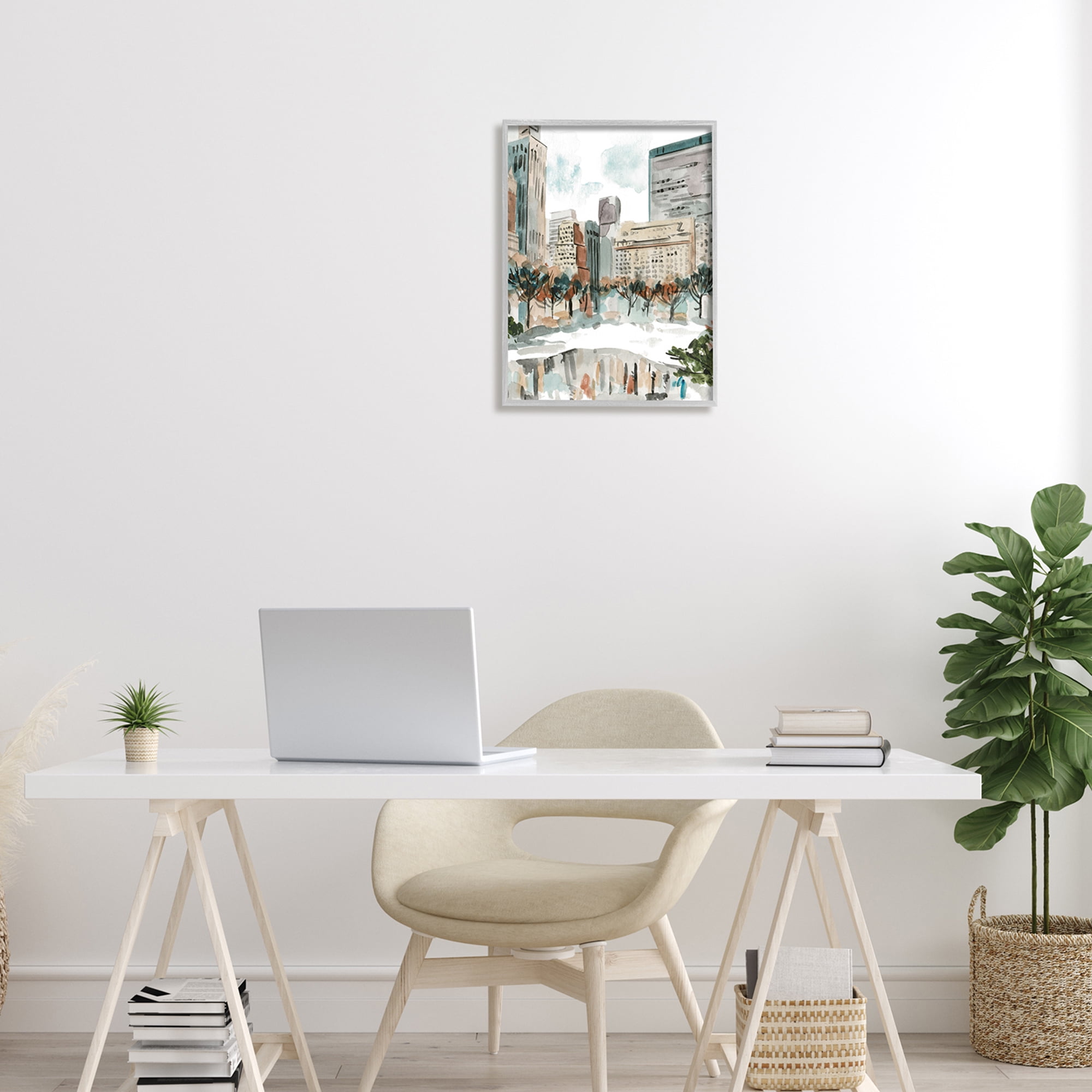 Stupell Industries Cozy City Pond Trees Reflection Wintery Cityscape , 16 x 20, Design by Melissa Wang