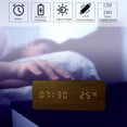 thumbnail image 2 of POWKOL - Reloj despertador digital de madera con carga inalámbrica, 3 configuraciones de alarma y 3 velocidades de atenuación, pantalla LED de tiempo, puerto de carga USB o 4 pilas AAA, para, 2 of 6