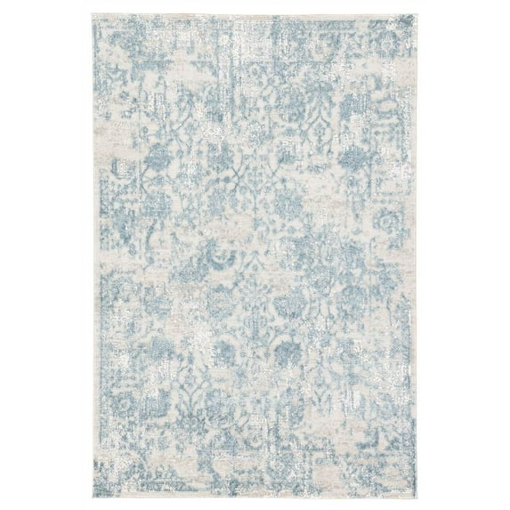 Clara Floral Rectangular Area Rug in Silver and Blue (3 ft. L x 2 ft. W)