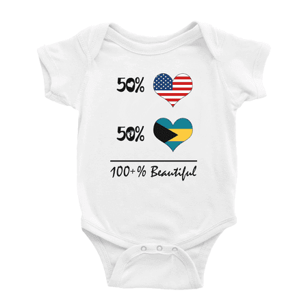 

50% Bahamian + 50% American = 100+% Beautiful Cute Baby Bodysuit For Boy Girl