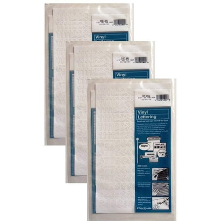 Chartpak 1/2-inch White Stick-on Vinyl Numbers (01116), 3 PACKS