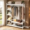 thumbnail image 3 of Fnova Clothes Rack with Shelf, Freestanding Closet Organizer, Heavy Duty Industrial Hall Tree Garments Rack for Small Space, Bedroom, White, 3 of 12