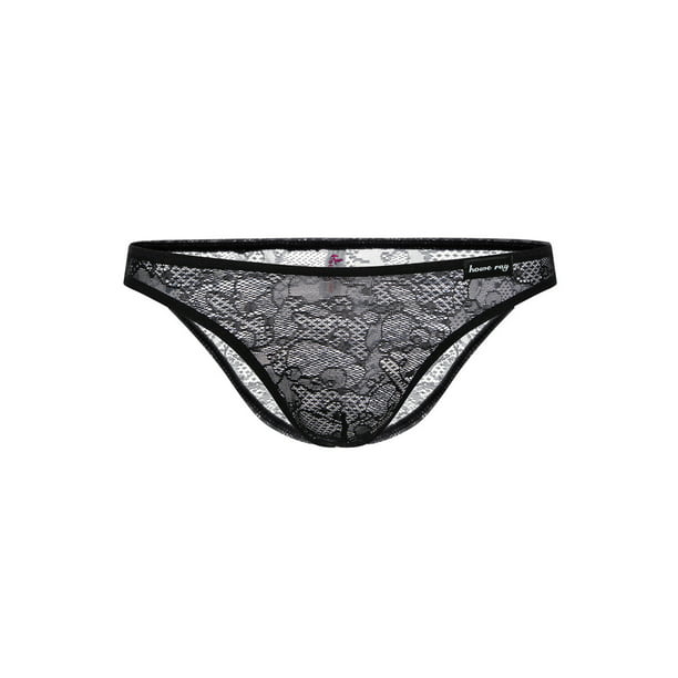 Eleluny Men Lace Thongs Briefs G-String See-through Panties Underwear ...