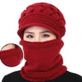 thumbnail image 3 of Sonducket 2020 nuevo calentador de cuello femenino Otoño Invierno gorros sombreros máscara mujer invierno sombrero tejido sombreros bufanda conjunto Sombreros Rojo, 3 of 8
