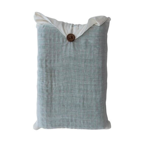 Creative Co-Op Cotton Waffle Weave Tea Towels with Kantha Stitch, Red and Green, Set of 2 in Cotton Bag