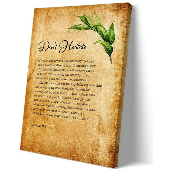 Don't Hesitate Poem Wall Decor Mary Oliver Quotes Wall Art Poetry Poster Canvas Prints for Living Room Giclee Prints Vertical Artwork Printed Canvas