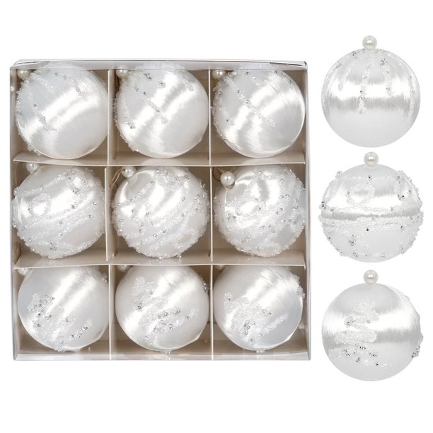 Juego de adornos de árbol de Navidad flocado 9pcs | Bolas decorativas de terciopelo rojo | Adornos de vacaciones irrompibles | 2.36" de diámetro | Decoración navideña colgante festiva | Elegante