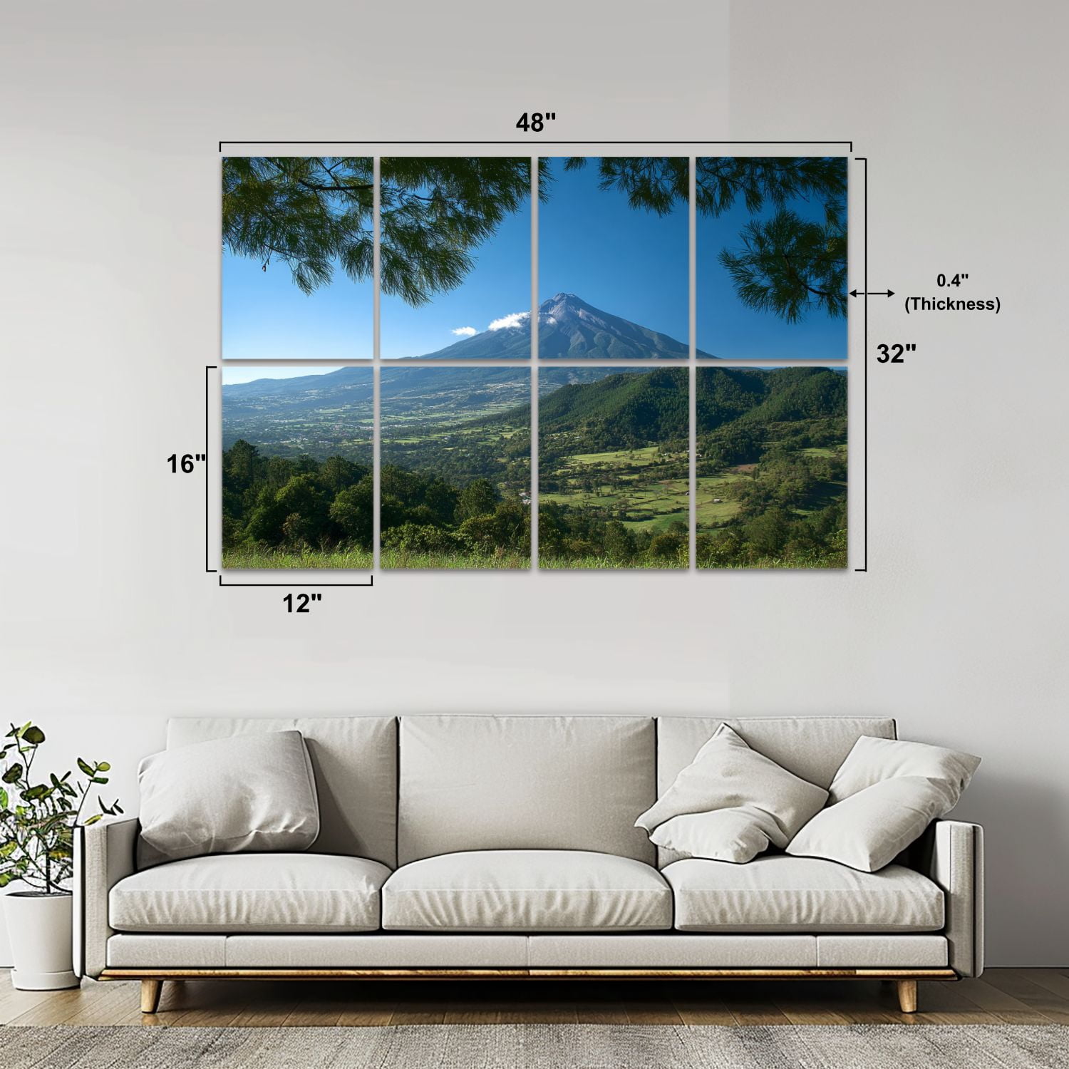 Forest 8 Pack Art Acoustic Panels Sound Absorbing San Volcano America Decorative Soundproof Wall Panels Self Adhesive for Nursery Game Room Bedroom 48"x32"
