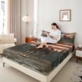 thumbnail image 4 of Homewish 3D Rustic Moose Twin Sheet Sets, Vintage American Flag Twin Fitted Sheet, Western Old Fashion Flat Sheet, Super Cozy Room Decor, 3 Pieces, 4 of 7