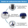 thumbnail image 2 of Tuercas hexagonales Estrela M8, DIN 985 Tuercas hexagonales A2-70 Tuercas autoblocantes de acero inoxidable Tuercas de tope Tuercas de bloqueo para pernos, tornillos (M8, paquete de 20), 2 of 7