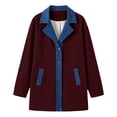 thumbnail image 5 of WAGUTH Women's Corduroy Denim Patchwork Jacket Lapel Collar Button Down Casual Mid Length Coat with Pockets for Fall Winter Daily Wear, 5 of 7