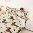 thumbnail image 3 of Homewish Cartoon Dachshund Bed Sheets,Cute Dog Paw Prints Full Size Sheets,Brown,4-Piece,1 Flat Sheet, 1 Fitted Sheet and 2 Pillowcases, 3 of 6