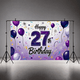 thumbnail image 5 of Purple Themed 27th Birthday Banner with Balloons Stars and Confetti Background Party Supplies Photography Props Birthday Decoration Birthday Party Decorations, 5 of 7