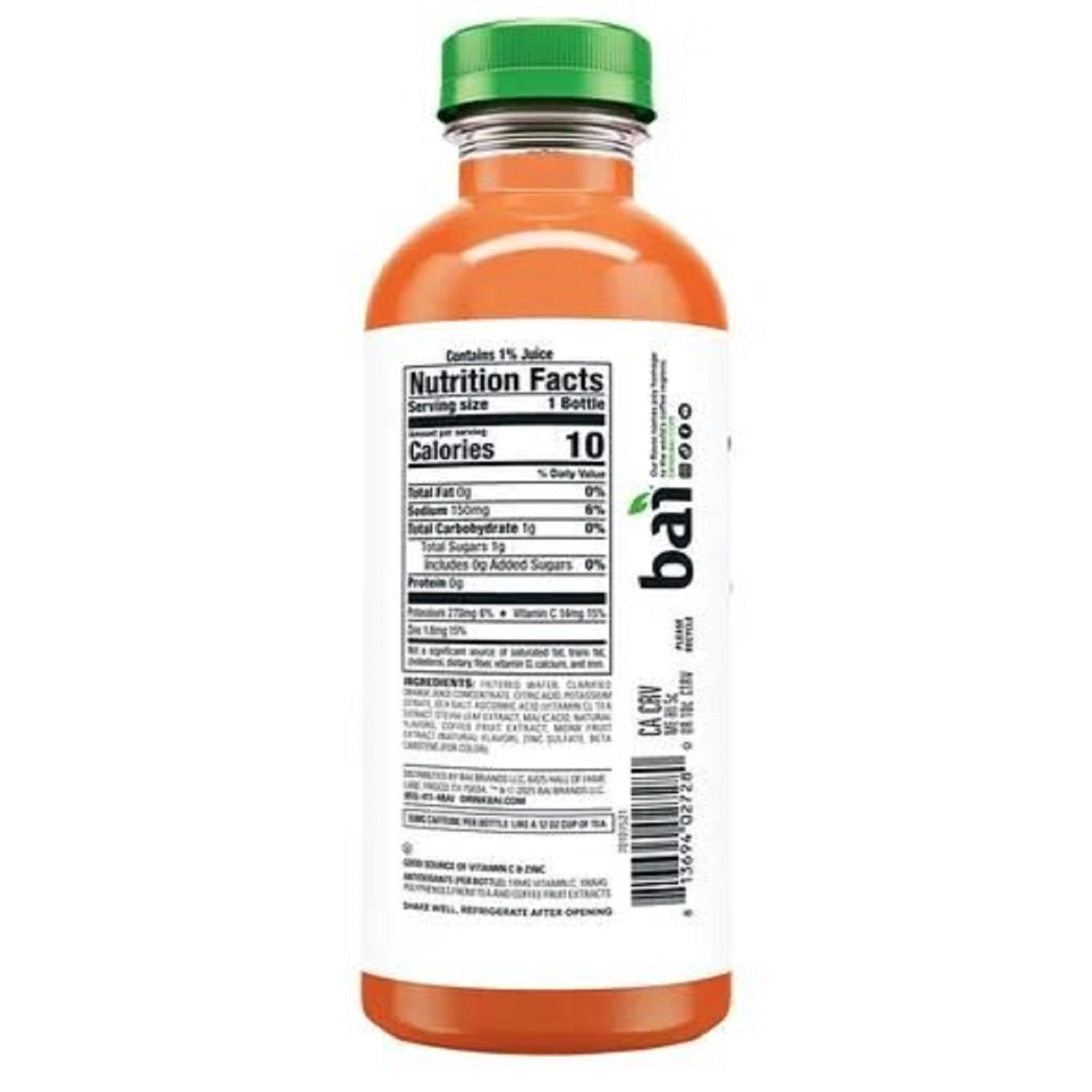 Bai It's WonderWater Baru Blood Orange Antioxidant Beverage with Vitamin C -18 fl Oz - 12 Pack