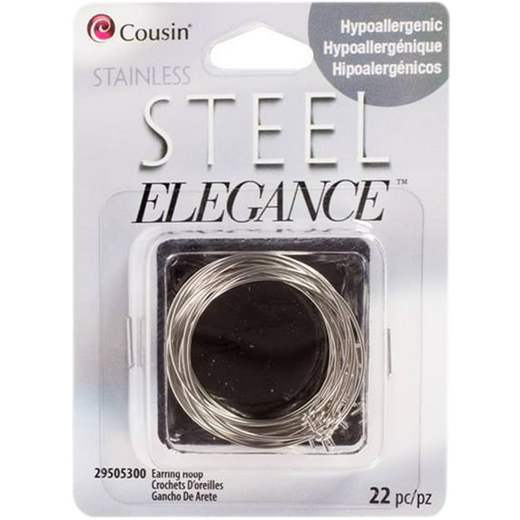CousinDIY Stainless Steel Elegance Beads & Findings-Earring Hoops 22/Pkg