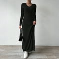 thumbnail image 5 of Knitted Maxi Dress Women Elegant Party Autumn Winter O Neck Long Sleeves Sexy Slim Long Dresses Casual Holiday Street Dress Elegant Party Dresses 2025 Black L, 5 of 5