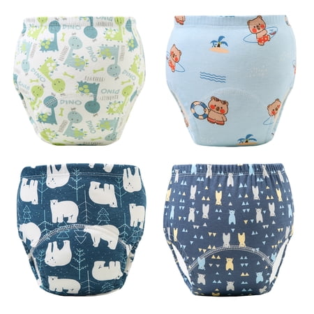 Toddler Potty Training Pants 4 Pack - 100% Cotton Soft Absorbent Underwear for Boys & Girls, Leak-Proof Washable with Cartoon Characters (Sizes 2T/3T/4T)