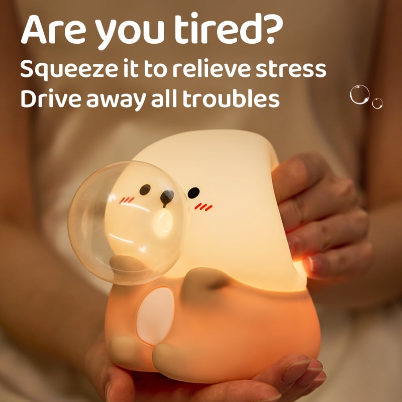 Sea Otter Night Light for Kids, Rechargeable Blowing Bubbles Sea Otter  Silicone Night Light with Timer, Dimmable Nursery Lights for Kids Room Decor, Cute Lamp for Kids Baby Boys Girls